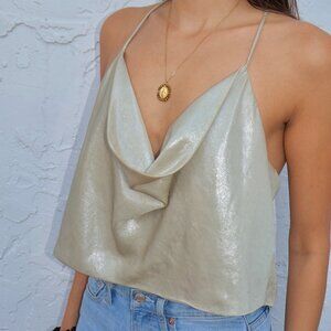 Zara Gold/Silver draped metallic top